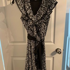 Dress Barn White/Black Ruffle Dress